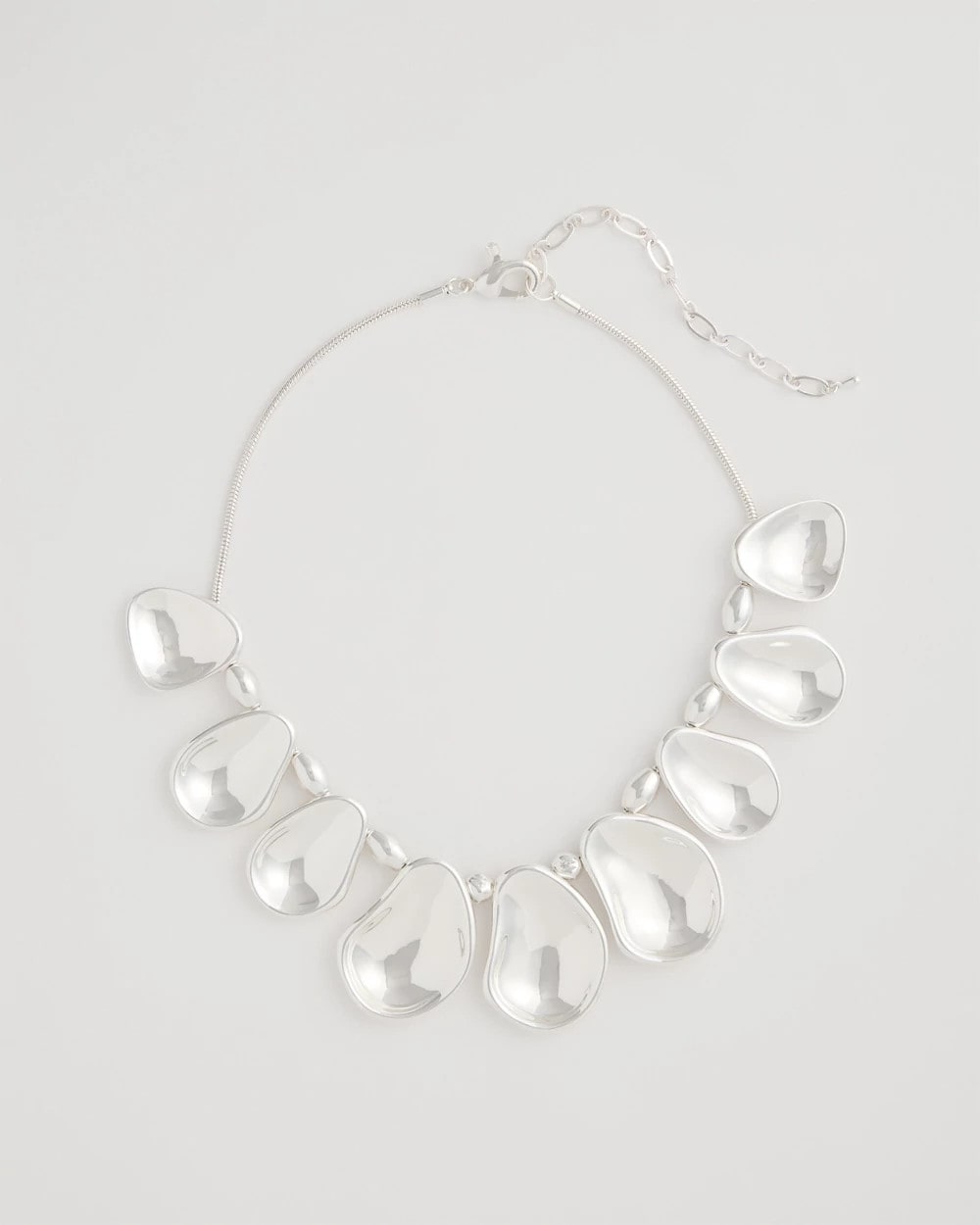 Chico's | Shiny Silvertone Bib Necklace/ Silver