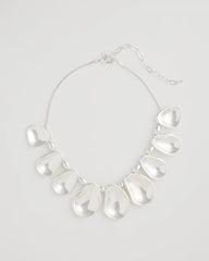 Chico's | Shiny Silvertone Bib Necklace/ Silver