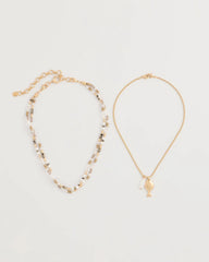 Chico's | Neutral Jasper Shell Short Necklace/ Neutral