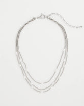 Chico's | Pearlescent Bead Ball Short Necklace/ Silver