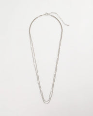 Chico's | Pearlescent Bead Ball Long Necklace/ Silver