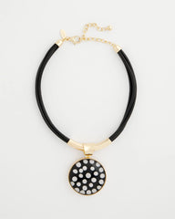 Chico's | Polka Dot Pendant Necklace/ Black/White
