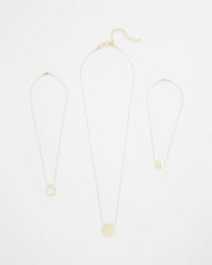 Chico's | Gold Triple Pendant Necklace/ Gold