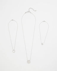 Chico's | Silver Triple Pendant Necklace/ Silver