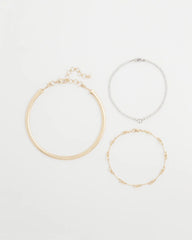 Chico's | Mixed Metal Link Triple-Strand Necklace/ Mixed Metals