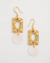 Chico's | Pearl Hammered Drop Earrings/ Gold