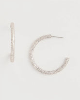 Chico's | Silvertone Textured Hoop Earrings/ Silver