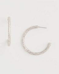 Chico's | Silvertone Textured Hoop Earrings/ Silver