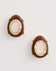 Chico's | Genuine River Shell Stud Earrings/ Brown