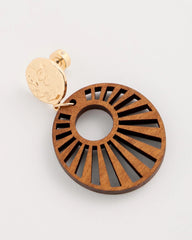 Chico's | Wood Carved Sun Drop Earrings/ Brown