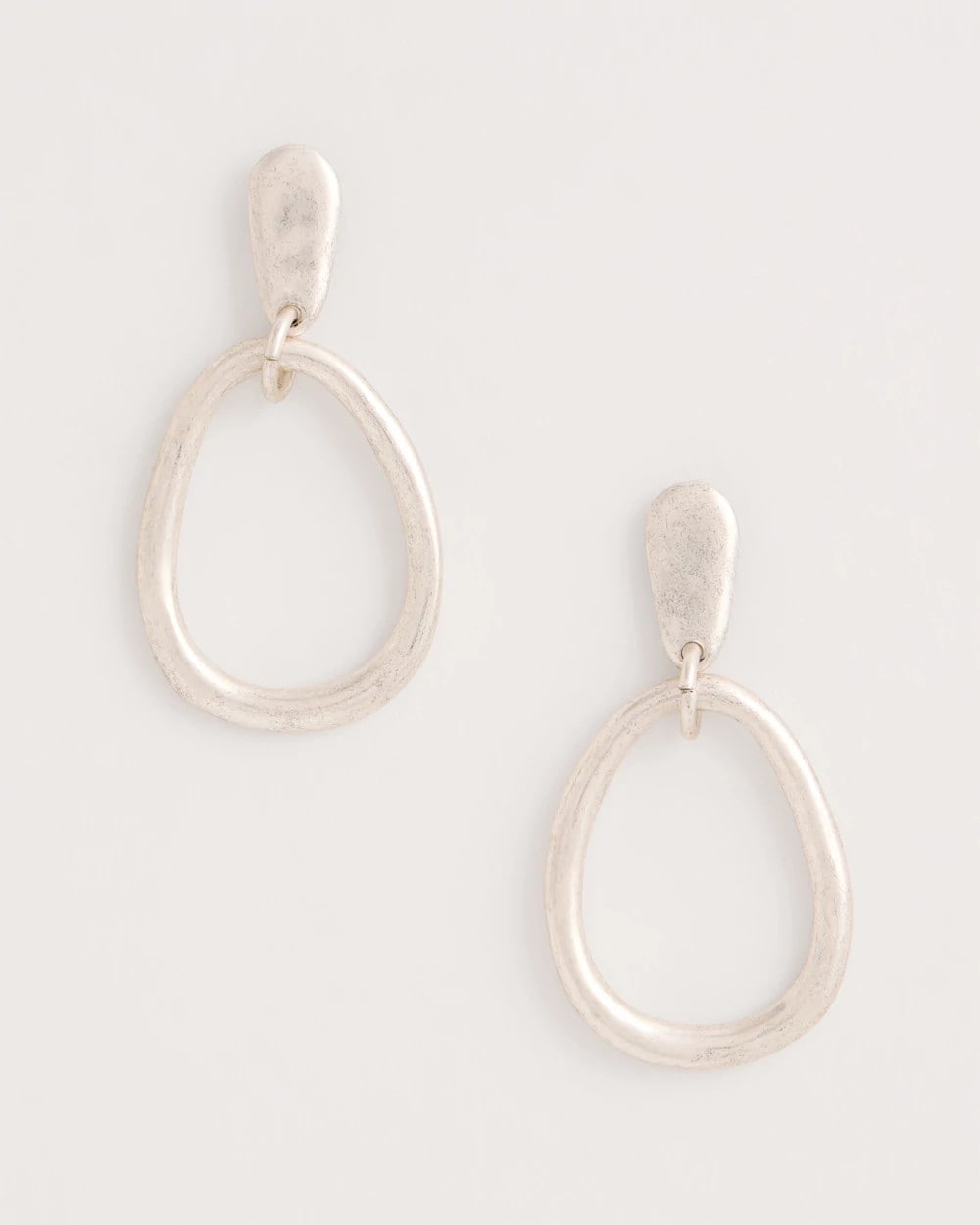 Chico's | Silvertone Open Circle Drop Earrings/ Silver