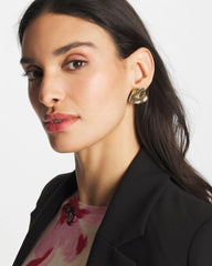 Chico's | Gold Fan Clip On Earrings/ Gold