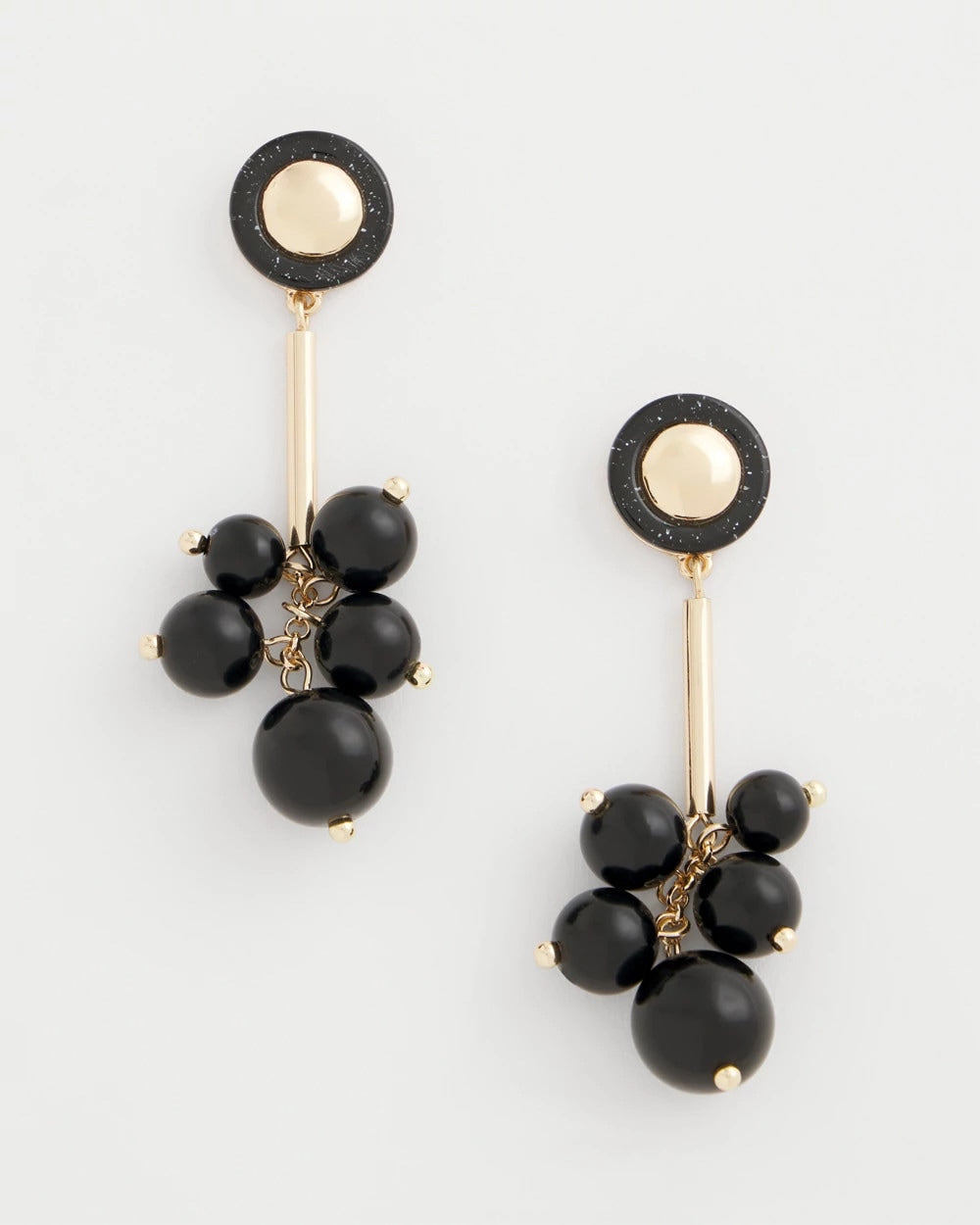 Chico's | Linear Black Bead Cluster Earrings/ Black