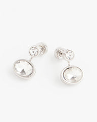 Chico's | Silvertone Bezel Stud Earrings/ Silver