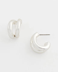 Chico's | Silver Double Mini Hoop Earrings/ Silver