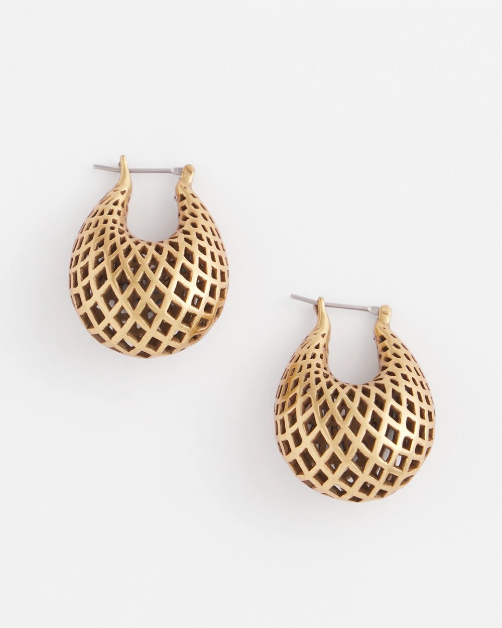 Chico's | Gold Lattice Puff Hoop Earrings/ Gold