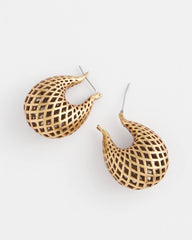Chico's | Gold Lattice Puff Hoop Earrings/ Gold