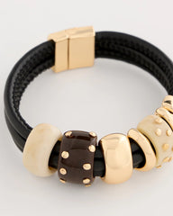 Chico's | Embellished Rings Corded Bracelet/ Neutral