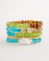 Chico's | Multi-Colored Stretch Set of Five Beaded Bracelets/ Multi
