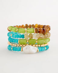Chico's | Multi-Colored Stretch Set of Five Beaded Bracelets/ Multi