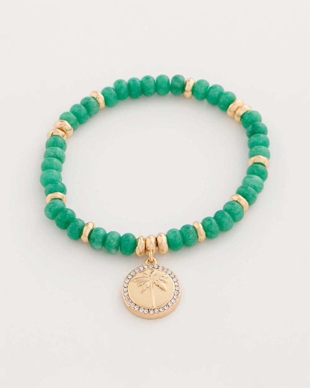 Chico's | Genuine Jade Charm Stretch Bracelet/ Green