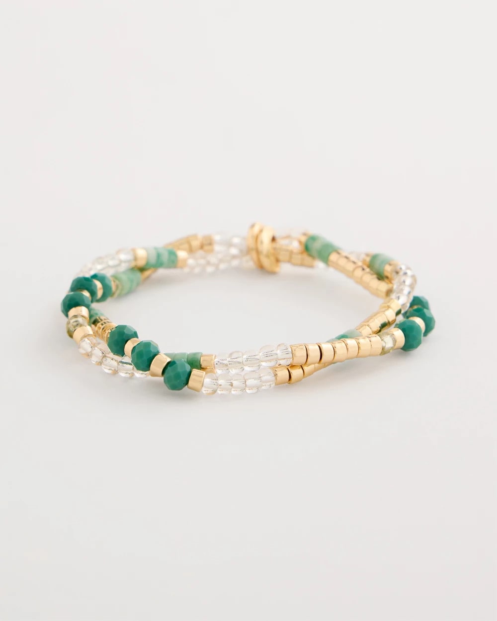 Chico's | Genuine Howlite Beaded Stretch Bracelet/ Green