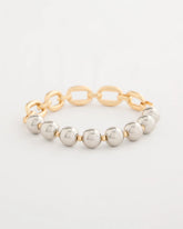 Chico's | Mixed Metal Chain Bead Stretch Bracelet/ Mixed Metals