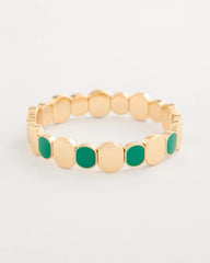 Chico's | Green Goldtone Glam Stretch Bracelet/ Green