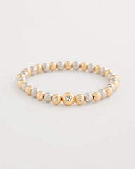 Chico's | Mixed Metal Beaded Stretch Bracelet/ Mixed Metals