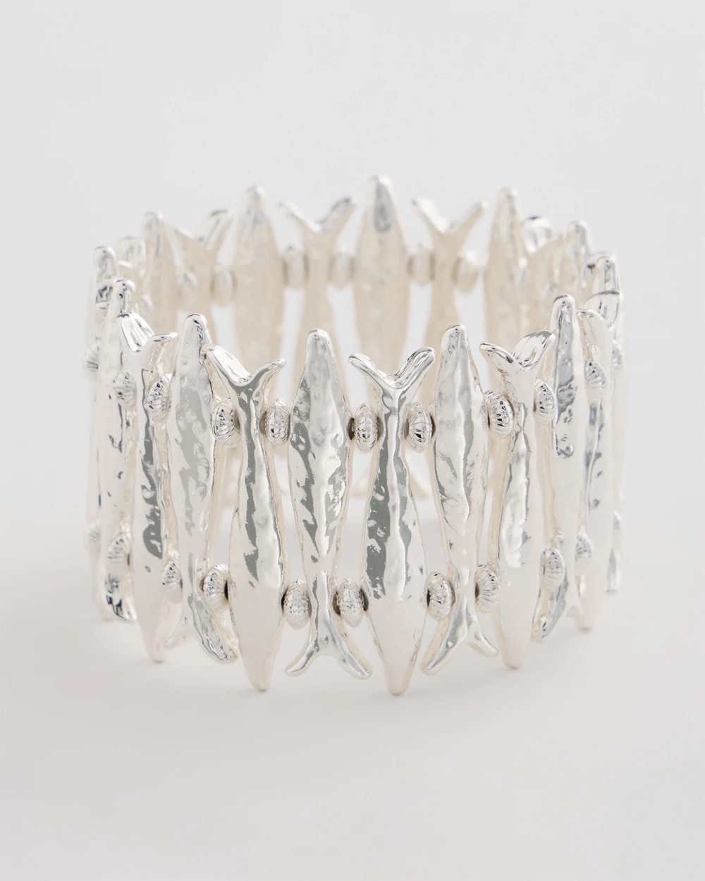 Chico's | Silvertone Fish Stretch Bracelet/ Silver