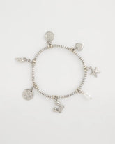 Chico's | Beachy Silvertone Stretch Charm Bracelet/ Silver