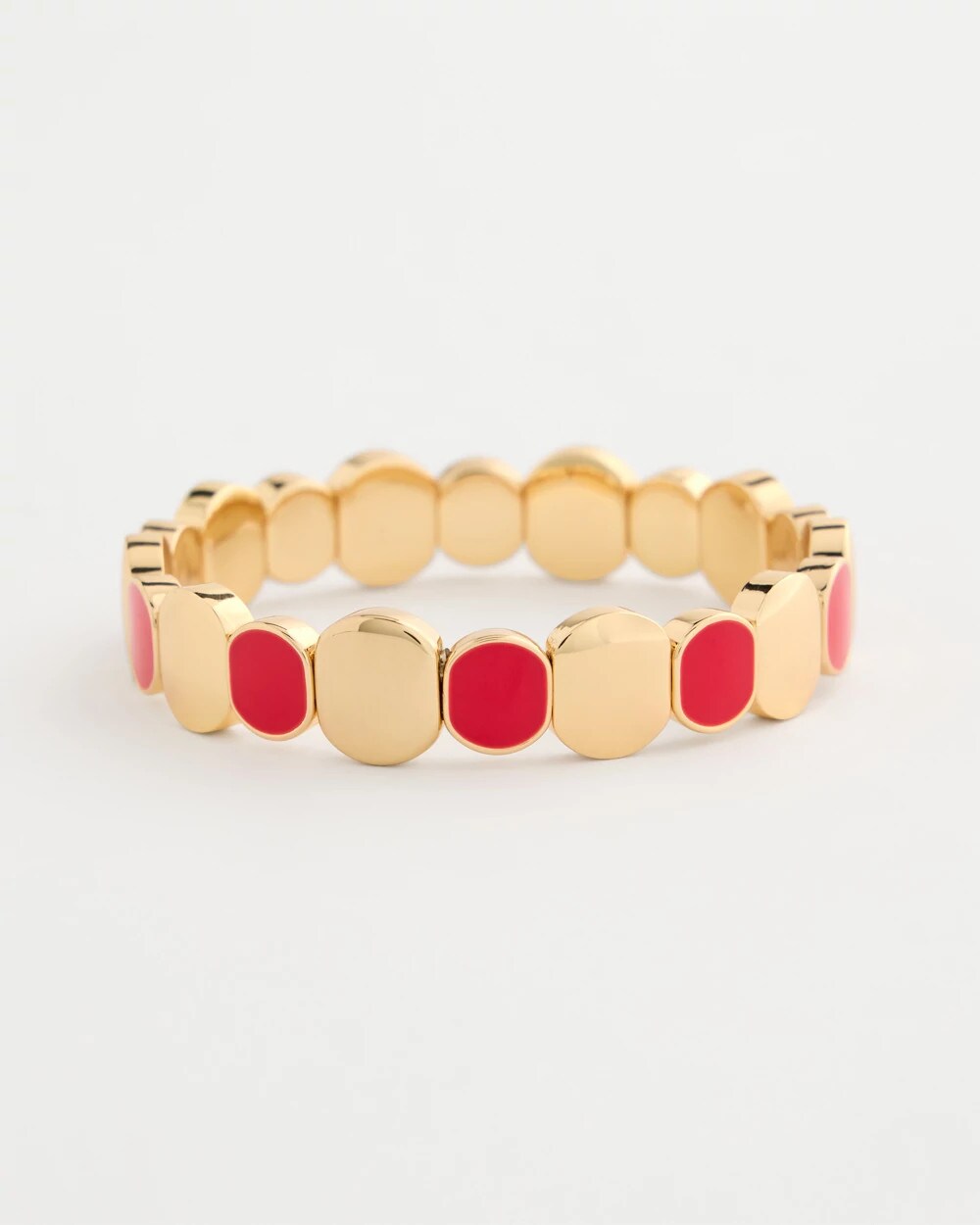 Chico's | Red Goldtone Glam Stretch Bracelet/ Red