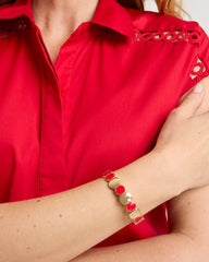Chico's | Red Goldtone Glam Stretch Bracelet/ Red