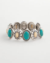 Chico's | Turquoise Mixed Metal Stretch Bracelet/ Turquoise