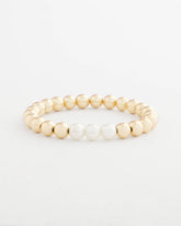 Chico's | Goldtone Bead Stretch Bracelet/ Pearl