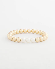 Chico's | Goldtone Bead Stretch Bracelet/ Pearl
