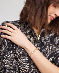 Chico's | Gold-tone Medium Bead Stretch Bracelet/ Gold