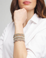Chico's | Gold-tone Medium Bead Stretch Bracelet/ Gold