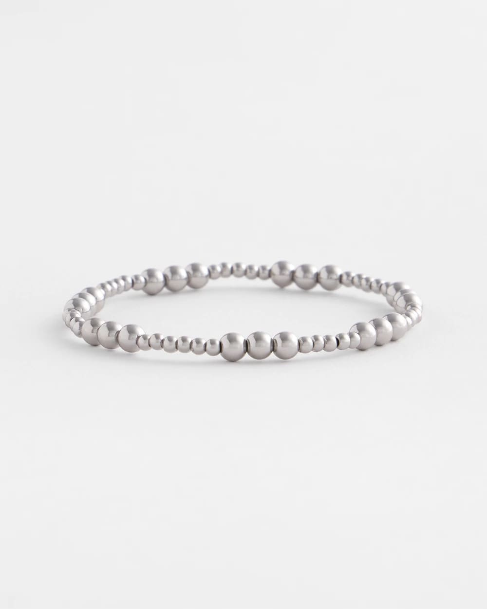 Chico's | Silver-tone Small Bead Stretch Bracelet/ Silver