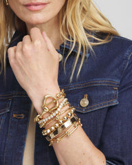 Chico's | Small Beaded Gold Tone Stretch Bracelet/ Gold