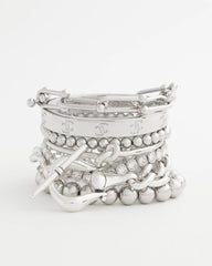 Chico's | Small Beaded Silver Tone Stretch Bracelet/ Silver