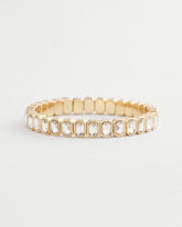 Chico's | Gold Bezel Set Stretch Tennis Bracelet/ Gold