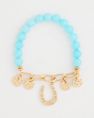 Chico's | Jade Stone Link Charm Bracelet/ Light Blue