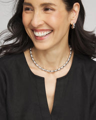 Chico's | Silvertone Bamboo Collar Necklace/ Silver