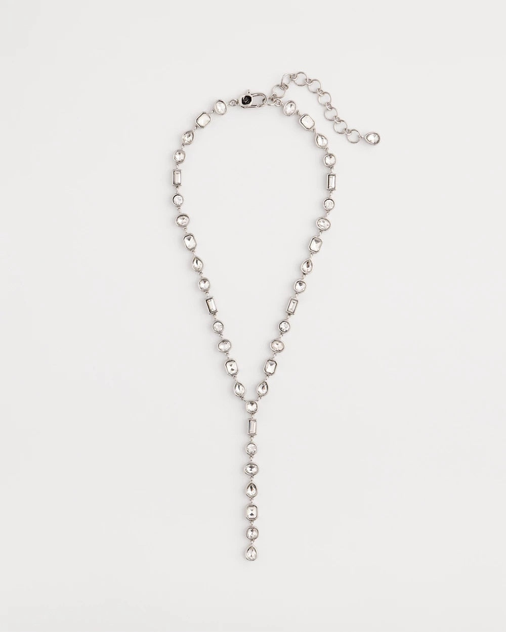 Chico's | Bezel Set Silvertone Y-Necklace/ Silver