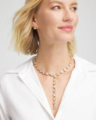 Chico's | Bezel Set Goldtone Y-Necklace/ Gold