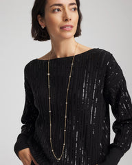 Chico's | Fine Crystal Long Chain Necklace/ Gold