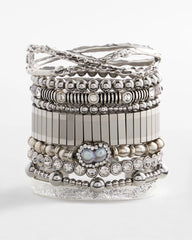Chico's | Silver Tone Stretch Watchband Bracelet/ Silver