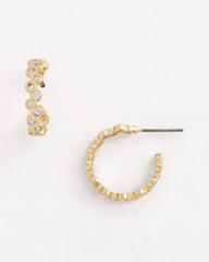 Chico's | Goldtone Cubic Zirconia Hoop Earrings/ Gold