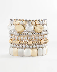 Chico's | Mixed-Metal Matte Square Stretch Bracelet/ Mixed Metals